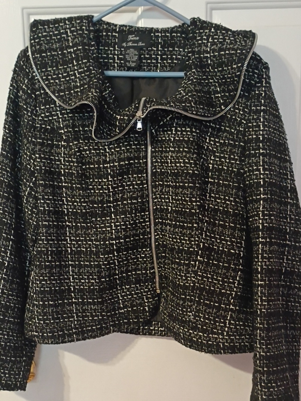 Trenz By Theresa Renz Tweed Zip-Front Jacket - Black/White